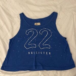 Hollister Blue Cropped Tank Top Sleeveless Teens Sz L  90s Vintage-inspired